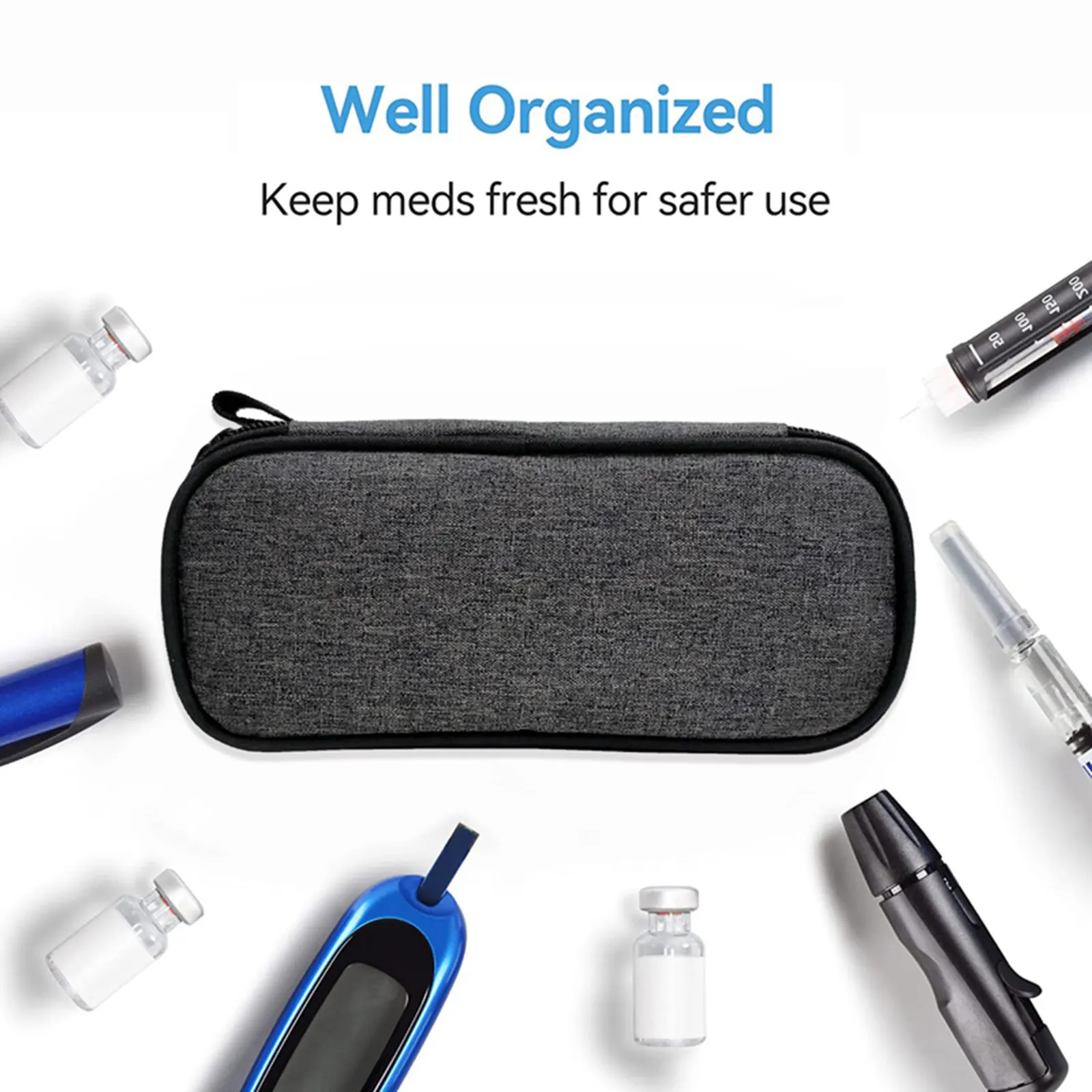 Medical Cooler Bag with 2 Small Ice Pack Travel Bag Supplies Protective Organizer Mini Isolated Pack Cooling Pouch Carrying Bag