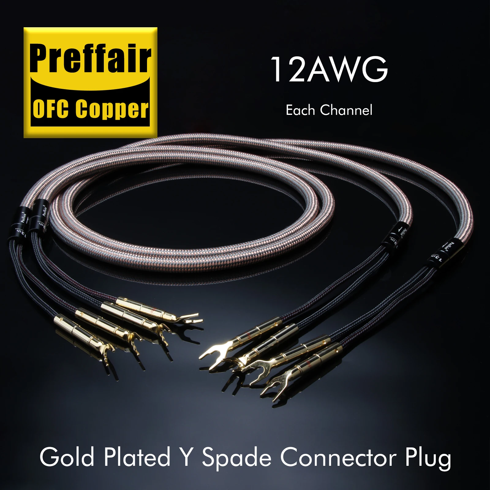 HIFI Speaker Cable 6N OFC Copper 12AWG Audiophile Speaker Cable Gold Plated Banana Plug for Amplifier DVD CD
