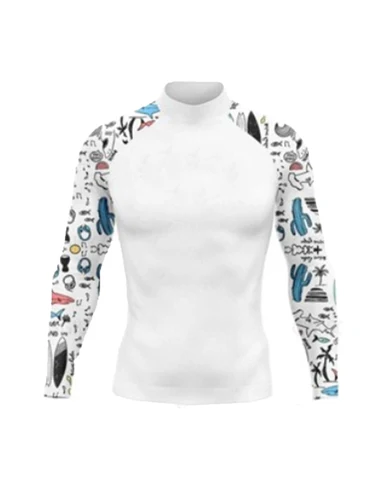 Camisas de surf de manga larga Rashguard para hombre, protector solar, tela de Lycra, sudadera de Surf suave, traje de baño con protección UV