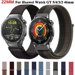 22mm Nylon Loop Strap For Huawei Watch GT 5/4/3 Pro 46mm Sport watch Band for Huawei GT5/GT3 Pro/GT4 46mm Smartwatch Bracelet