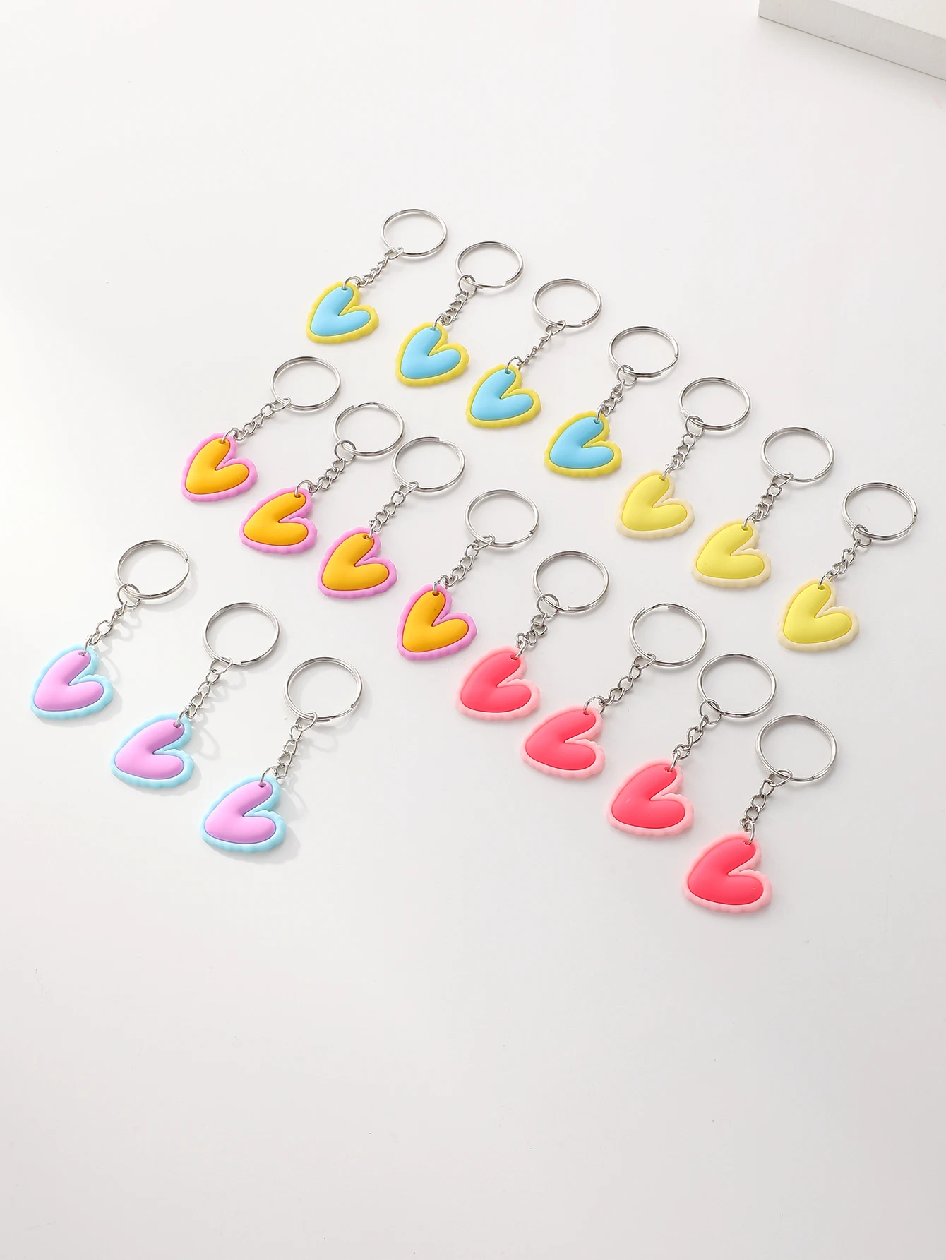 18pcs PVC Love Keychain Heart Pendant Fashion Cute Cartoon Keyring  Purse Charm Ornament Bag Accessories Valentines Day Gift