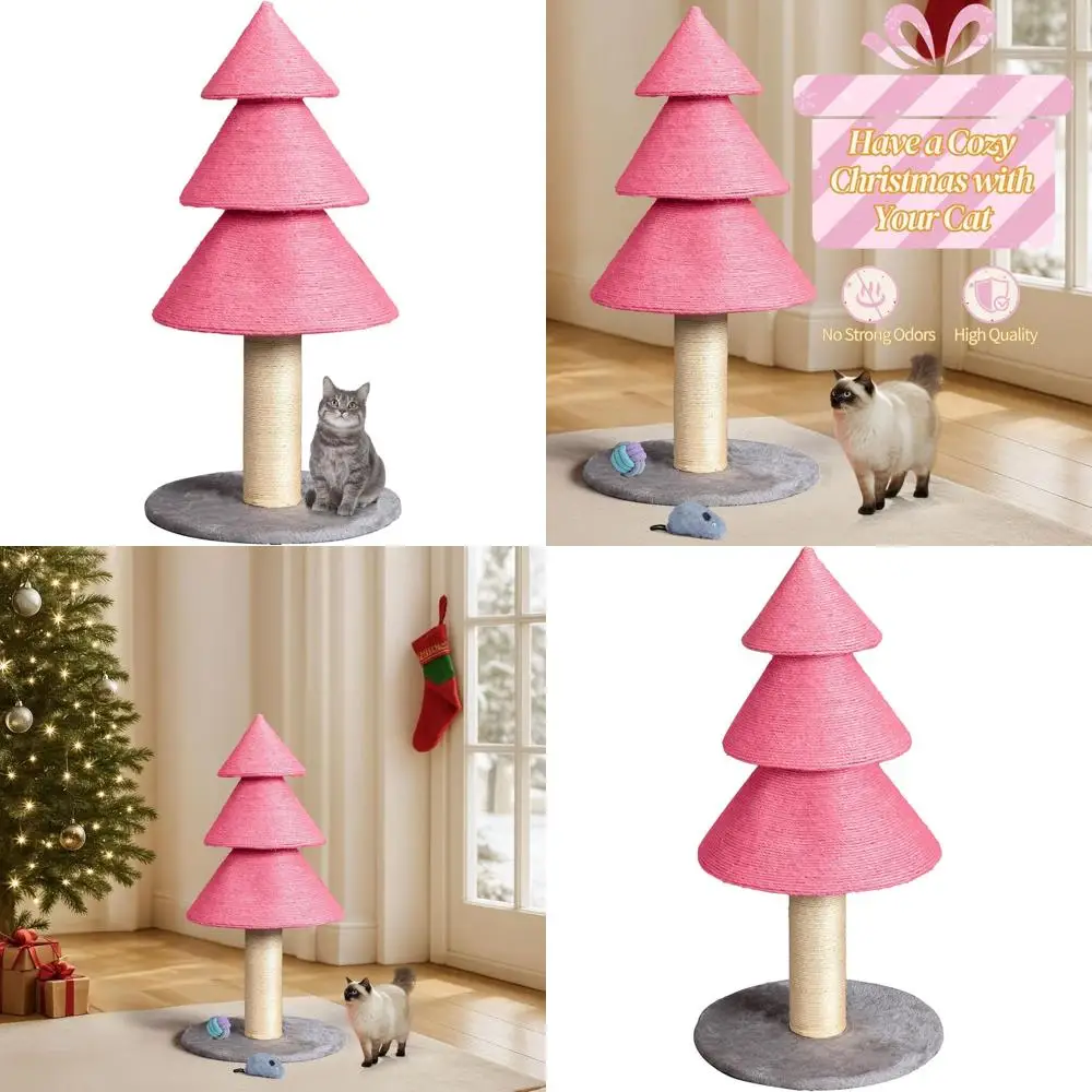 

Розовая напольная когтеточка из сизаля высотой 31,5 дюйма с башней для кошек