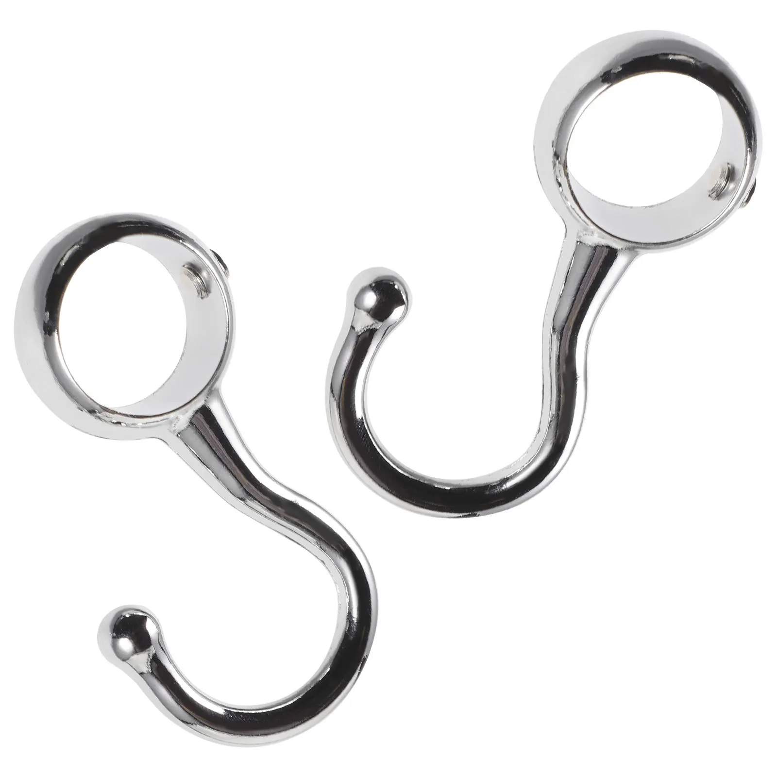 

2Pcs Windproof Round Hook Metal Tube Clip Sturdy Positioning Hook for Curtain Rod Clothes Hanging No Screw Needed