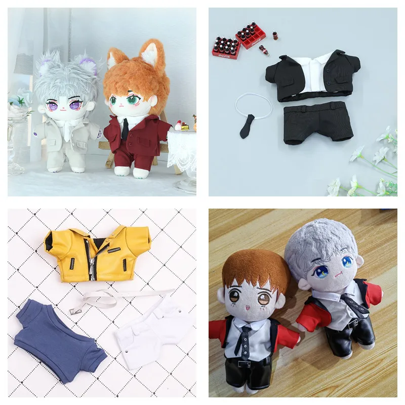 Handsome 20cm Plush Doll Clothes 4pcs / Set Red Black Rice White Western-style Clothes Suit  20cm PP Cotton Doll Clothes Gifts