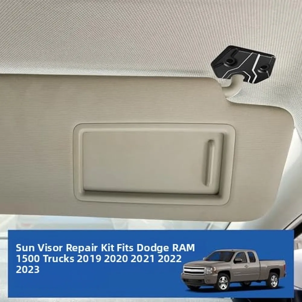 Sun visor mounting clip for vehicle RAM1500 2019 through 2023 utilizing black anodized aluminum alloy and robust hinge design