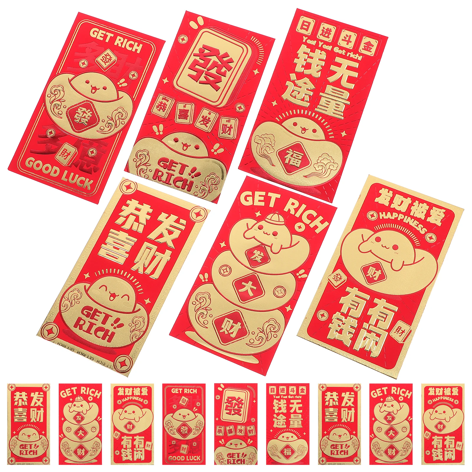 

24pcs Cartoon Red Envelopes Lucky Money Pockets Decorative Chinese New Year Celebrate Family Festivals Occasions