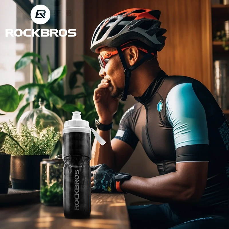 ROCKBROS-botella de agua de 750ML para bicicleta, botella de agua aislada para ciclismo, gimnasio, Fitness, correr, deportes, MTB, bicicleta de carretera