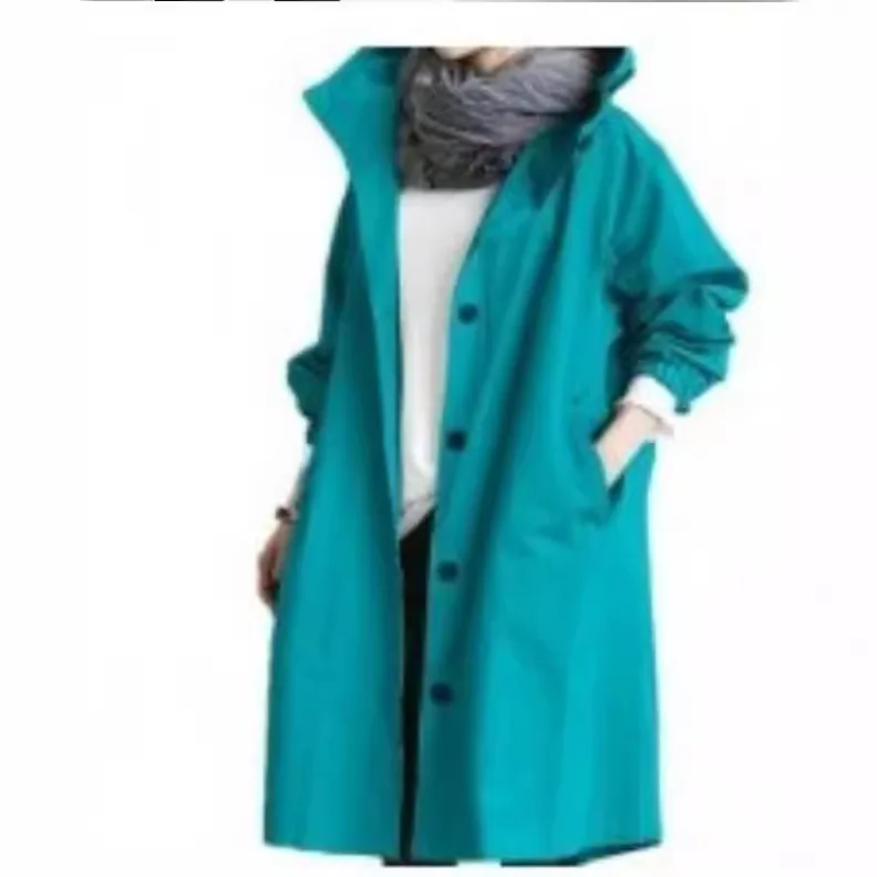 

Woman Trench Coat Environmentalerial Pleats Airy Strap O-Neck Single-Layer Unisex Shiny Stage Embroidered Geometry Camping