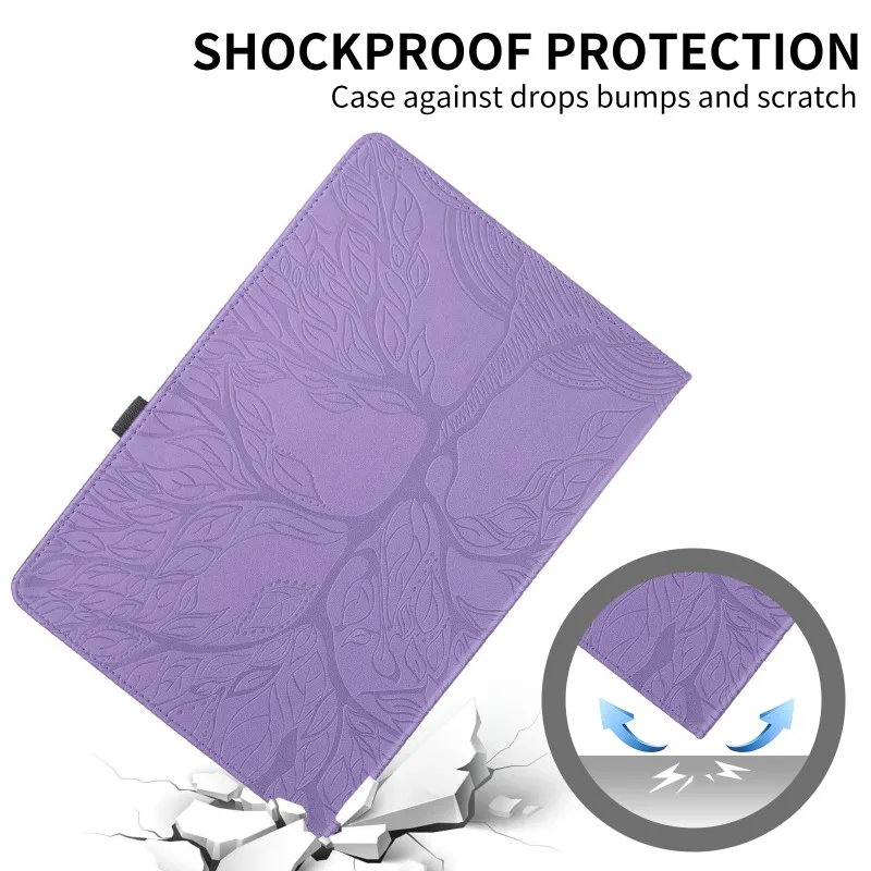 Funda Case For Kindle Paperwhite 12 Generation 7 Inch 2024 Colorsoft SA568B SA569P Tree Embossed 360 Degree Rotating Stand Cover