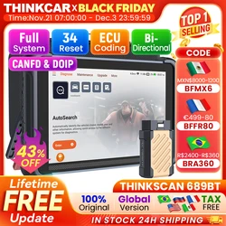 THINKCAR THINKSCAN 689BT Professional Car Diagnostic Tool CANFD DOIP Bi-directional ECU Coding 34 Reset Full System Obd2 Scanner