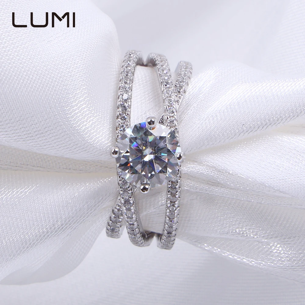 

1CT D-VVS Moissanite Triple Interlock 925 Sterling Silver Ring for Lady - Promise Ring Wedding Party Luxury Band Jewelry
