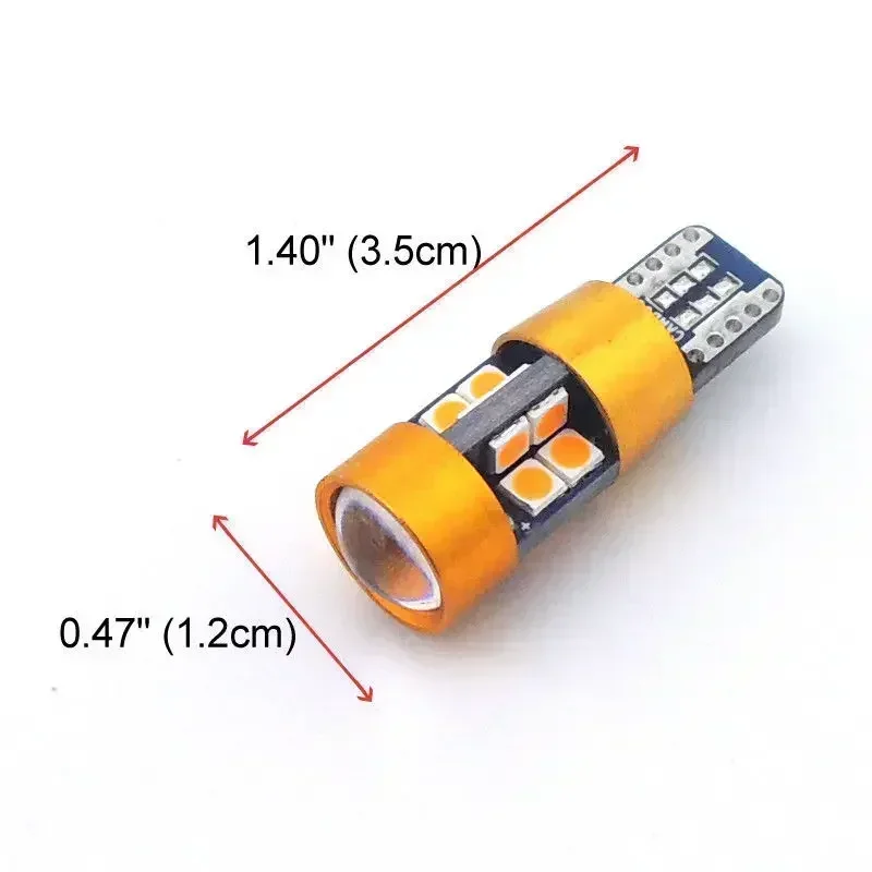 2Pcs T10 158 168 175 W5W W5WB 194NA LED Signal Light Orange Amber Light 12V 3030-type LED Parking Light Position Lights