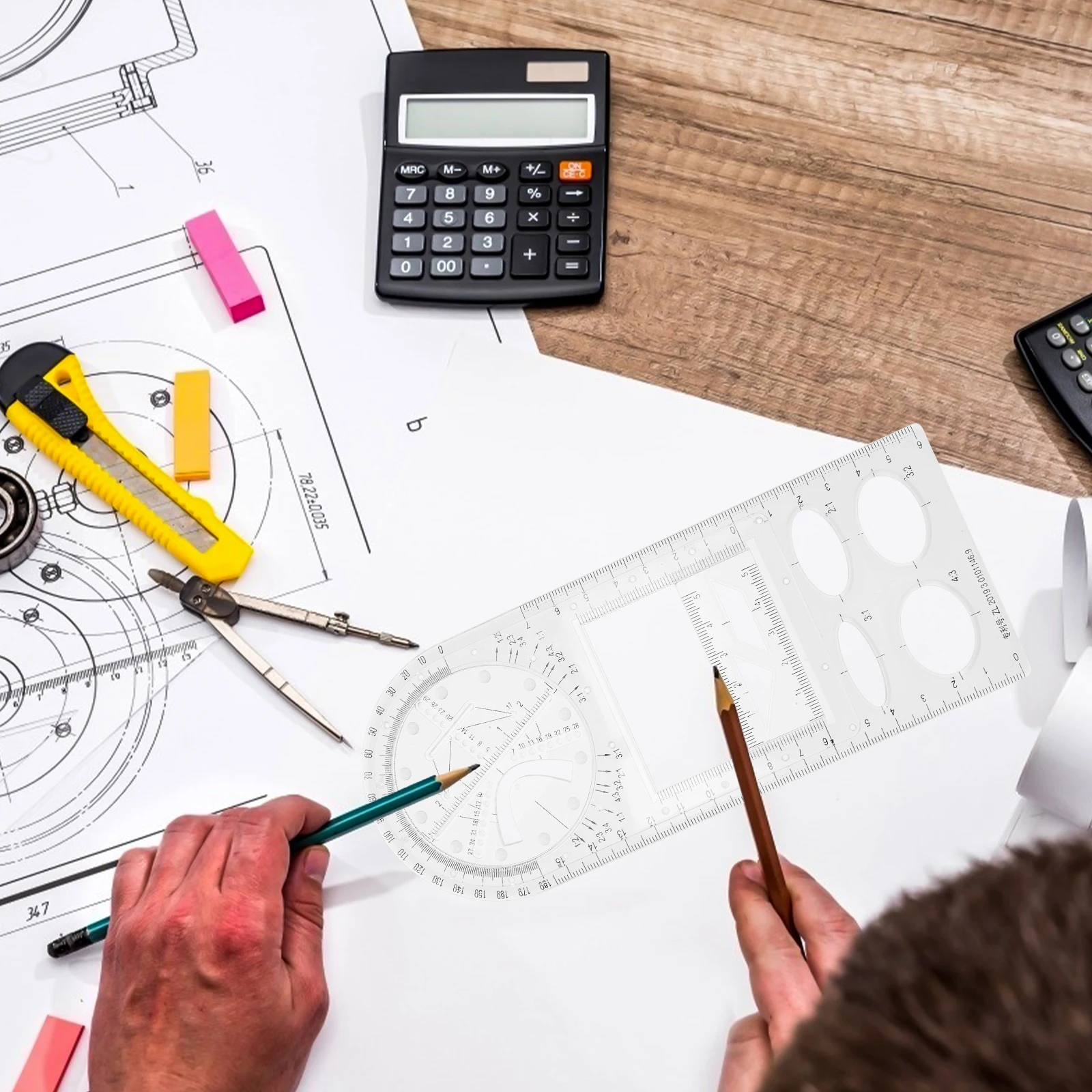 Mini Ruler Drawing Set Plastic Templates White Middle School Student Scale Multifunctional Geometric Tool Architecture Design