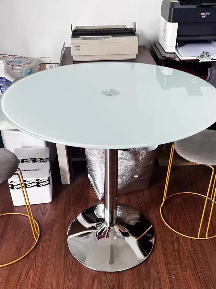 TieHo,Tempered Glass Round Table for Small Apartment, Coffee Table, Dining Table, Transparent Glass Countertop, Office Furniture