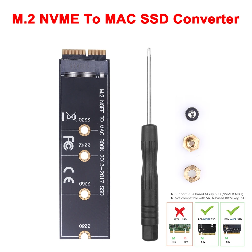 M.2 NVME SSD Convert Adapter Card NVME/AHCI SSD Upgraded Kit For A1465 A1466 A1398 A1502 M2 For MacBook Air Pro Windows Retina