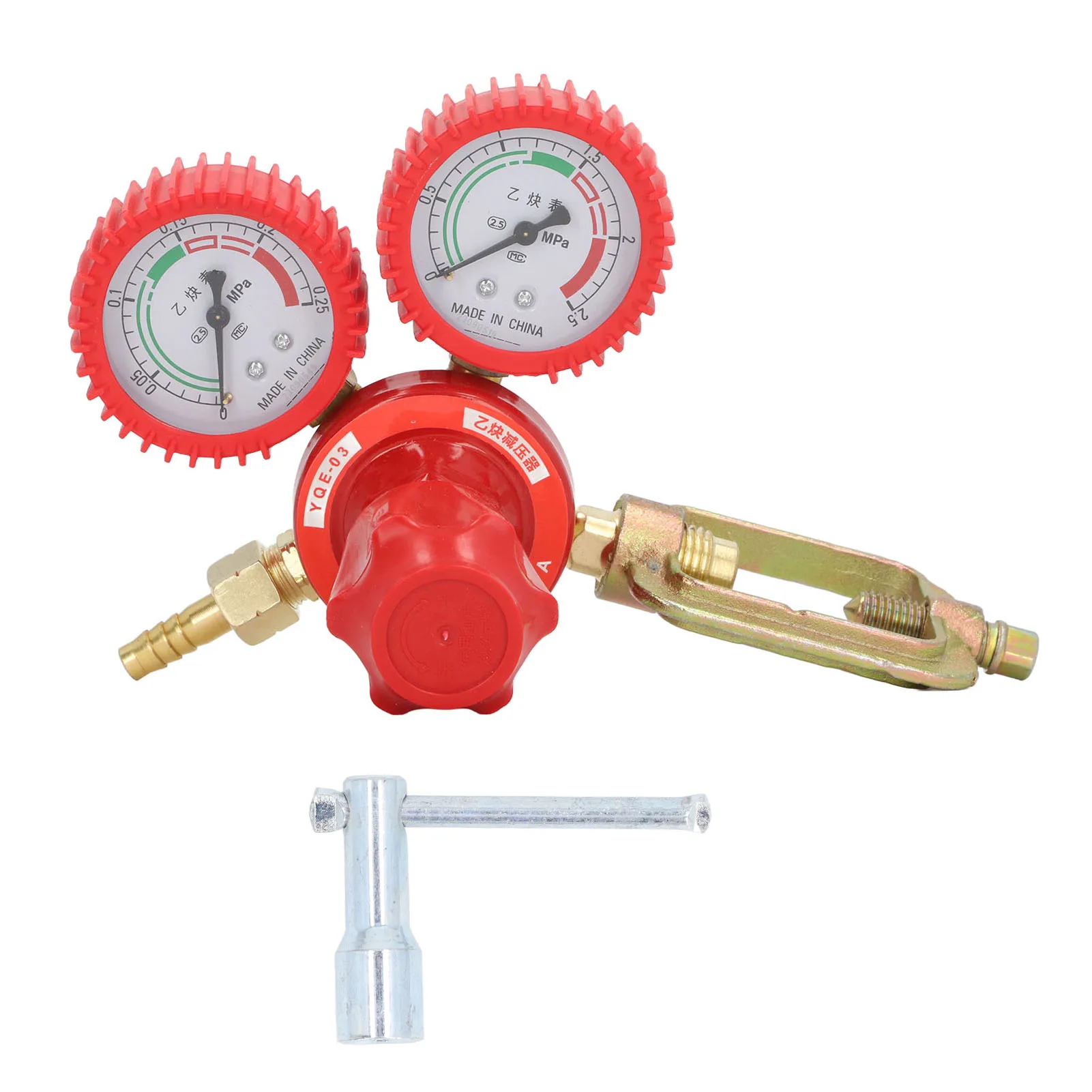 Acetylene Pressure Reducer 8mm Inlet Port Dual Display Shockproof Welding Acetylene Gauge Meter