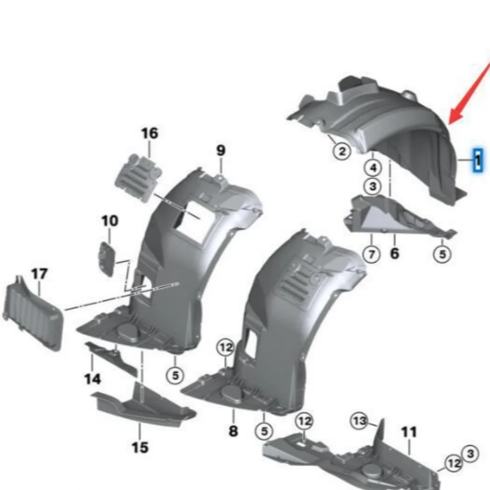 لسيارات BMW 3 Series E90 E91 E92 325i 51717154412 51717154411 2006-2012 واقي الطين الأمامي والداخلي للسيارة OE: 51717059377/378 #5