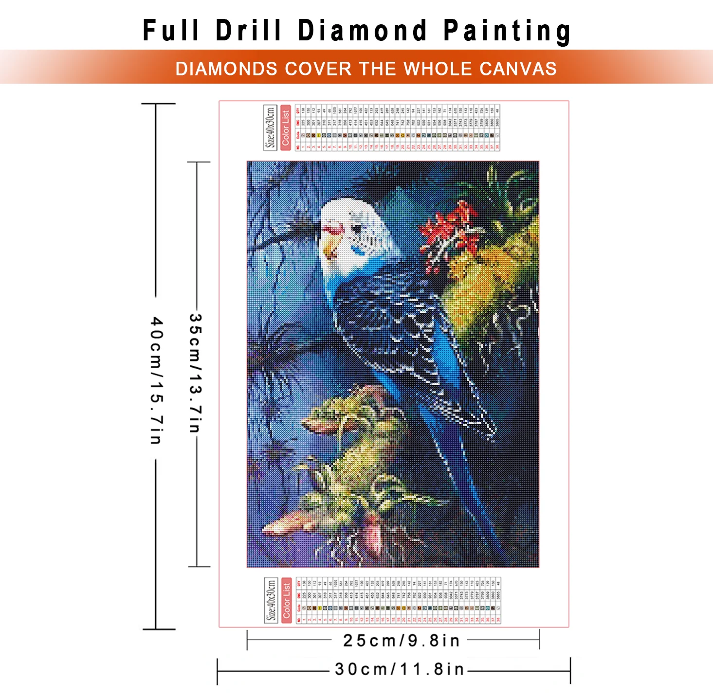 AZQSD Diamond Painting Parrot Animal Cross Stitch Needlework Full Drill Embroidery Sale Birds Mosaic Home Decor Gift 30x40cm