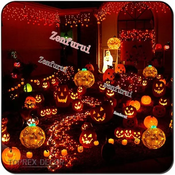 Toprex Decor LED metal frame hanging pumpkin halloween party decoration