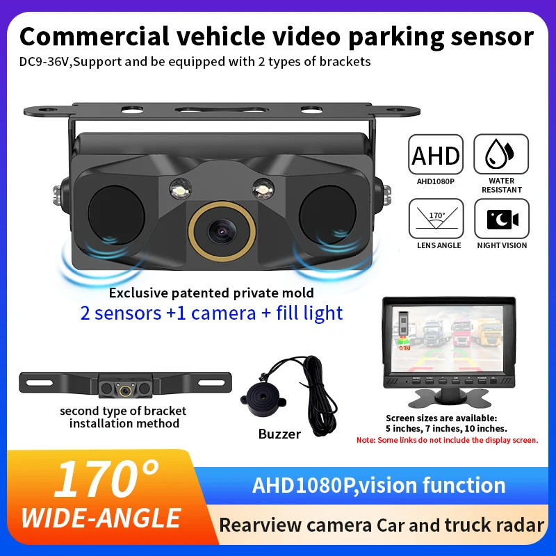 

Камера для парковки AHD 1080P с ночным видением 170° ° Широкоугольная камера заднего вида IP68, водонепроницаемая, 9-36В, для автомобиля, грузовика, автобуса