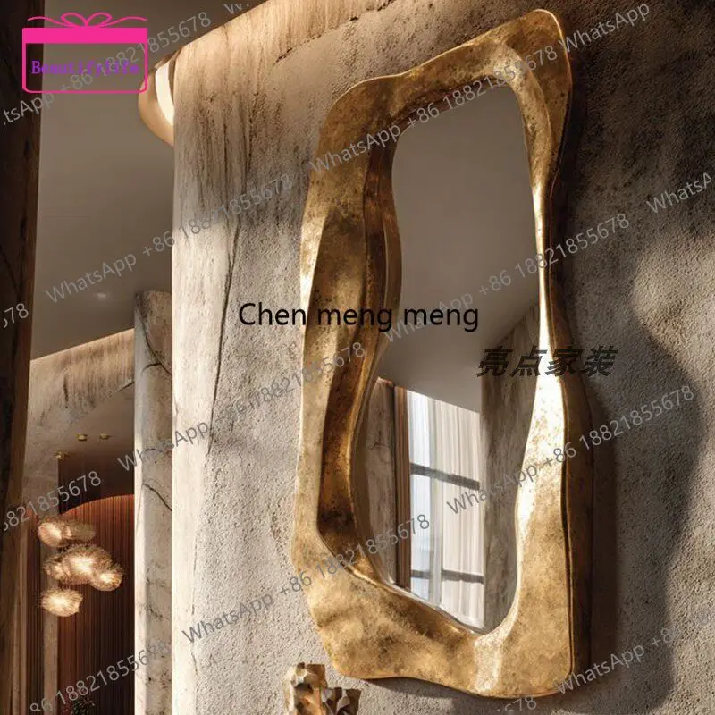 YL Retro irregular floor-to-ceiling mirror home creative fitting mirror special-shaped French wabi-sabi full-length mirror