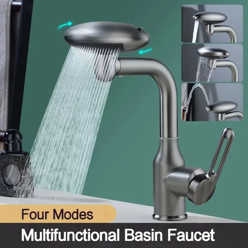 

Stainless Steel Basin Faucets Bathroom Faucet Household Multi-Function 4 Modes Nozzle Faucet Filtration Hot and Cold Mixer Tap