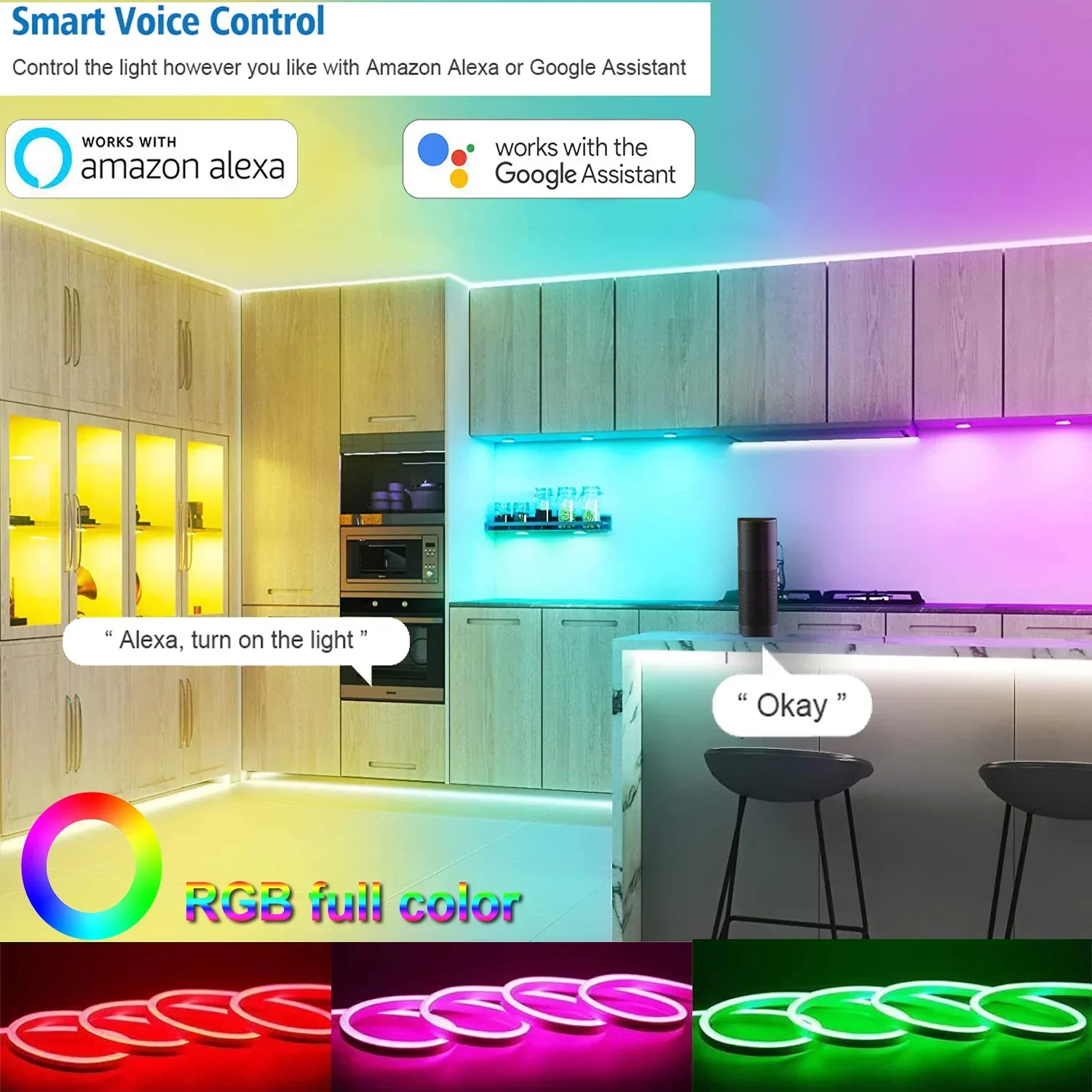 DC12V Tuya Zigbee RGB NEON LED 5M 10M 16 Milions Color Dimmable Soft Tape Waterproof Room Decor Voice Control for Google Alexa