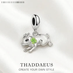 Little Pig With Cloverleaf Pendant Charm Lucky 925 Sterling Silver Fashion Jewelry Gift For Women Men