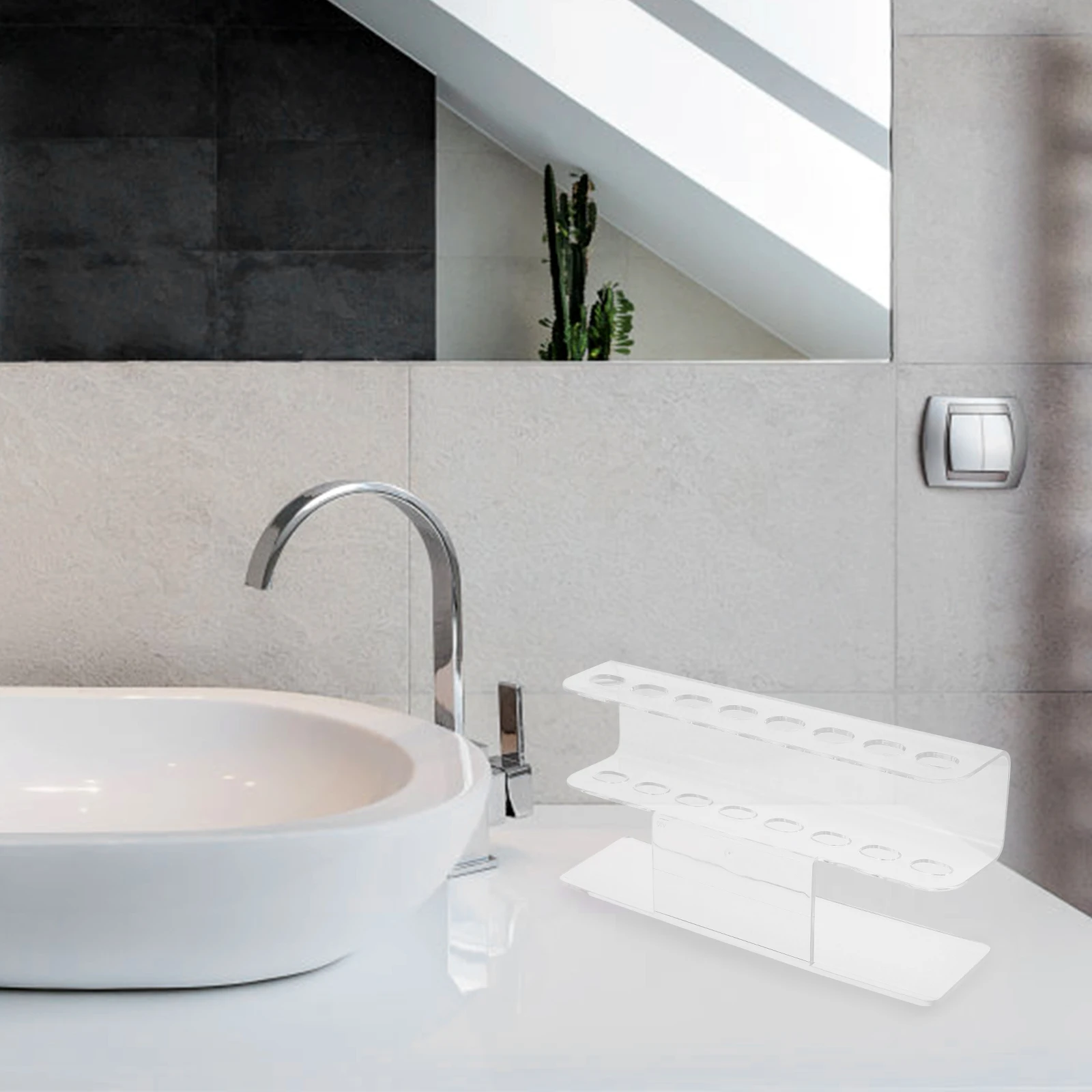 8 穴ピンセットホルダー耐久性のあるまつげディスプレイラックメイクアップツール小さな透明なロングピンセットラック使用