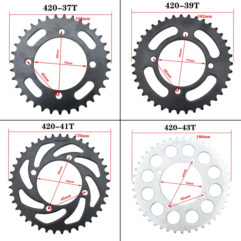 420 Chains 428 Chains 35T/37T/39T/41T/43T/45T/48T Motorcycle Chain Sprocket Rear Sprocket Gear for 110cc 125cc 140cc Buggy Karti