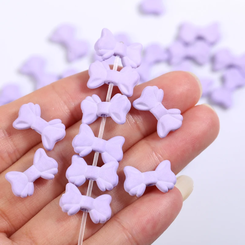 50Pcs 15x9mm Colorful Acrylic Bow Tie Beads Spacer Loose Beads Pendant For Jewelry Making Bracelet Halloween Crafts Accessories