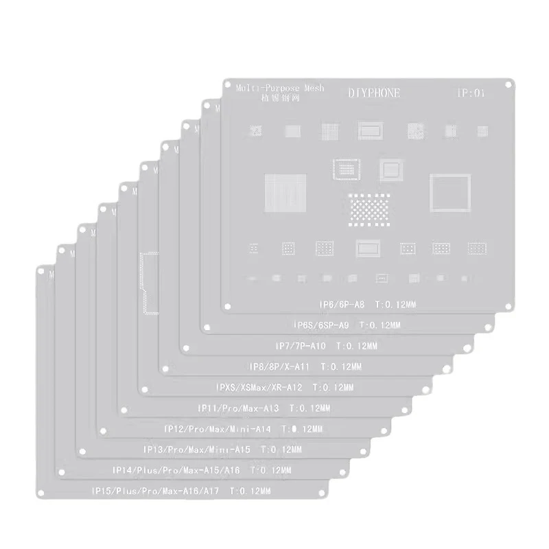 1 Stuk Bga Aanplant Stencil Kit Tin Soldeernet Nauwkeurig Gat Locatie Voor Iphone 15 14 13 12 11 Pro X Xr Xs Max 8 7 6 6S Plus