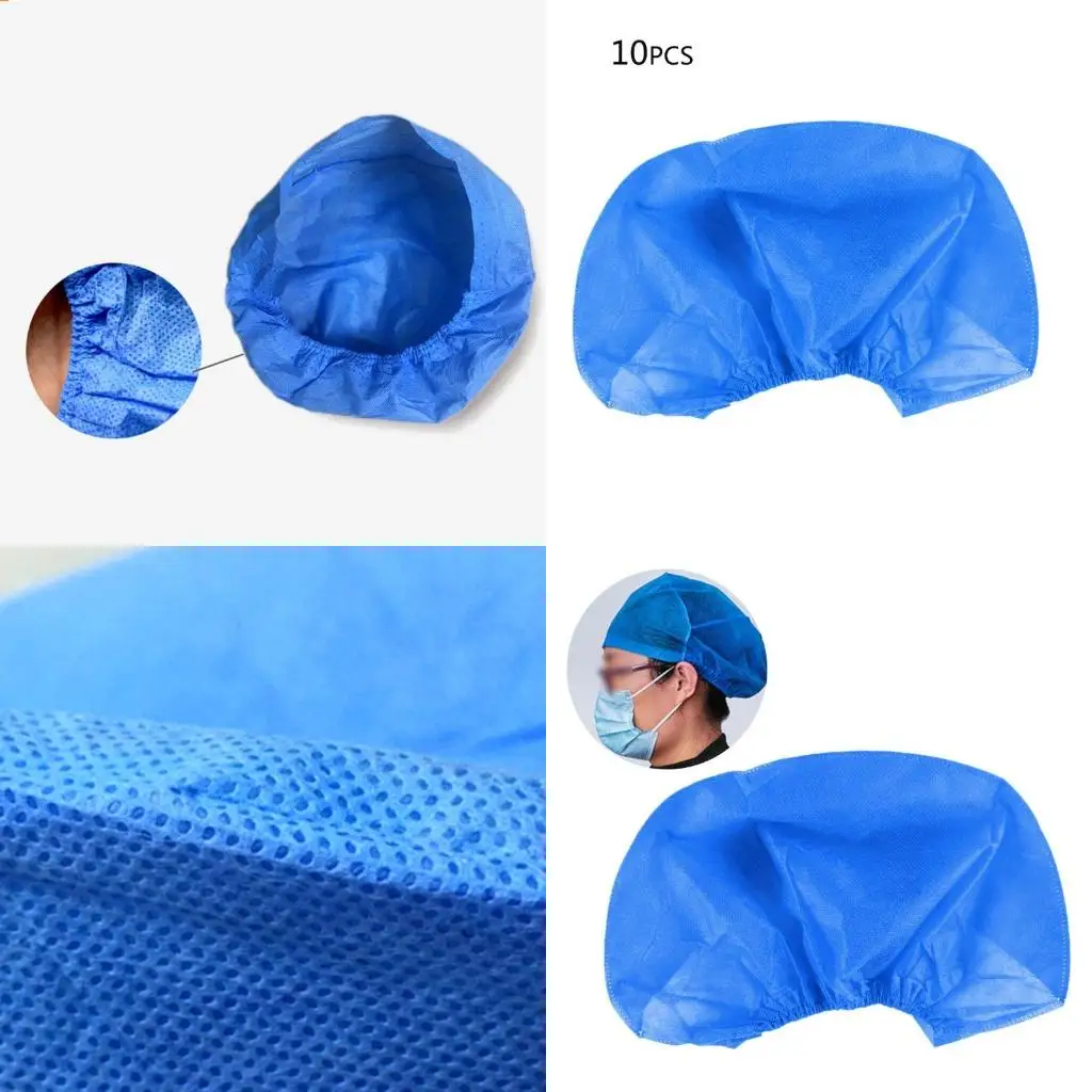 

10Pcs Disposable Bouffant Cap Dust-Free Doctor Nurse Work for Head Cover Hair Ne