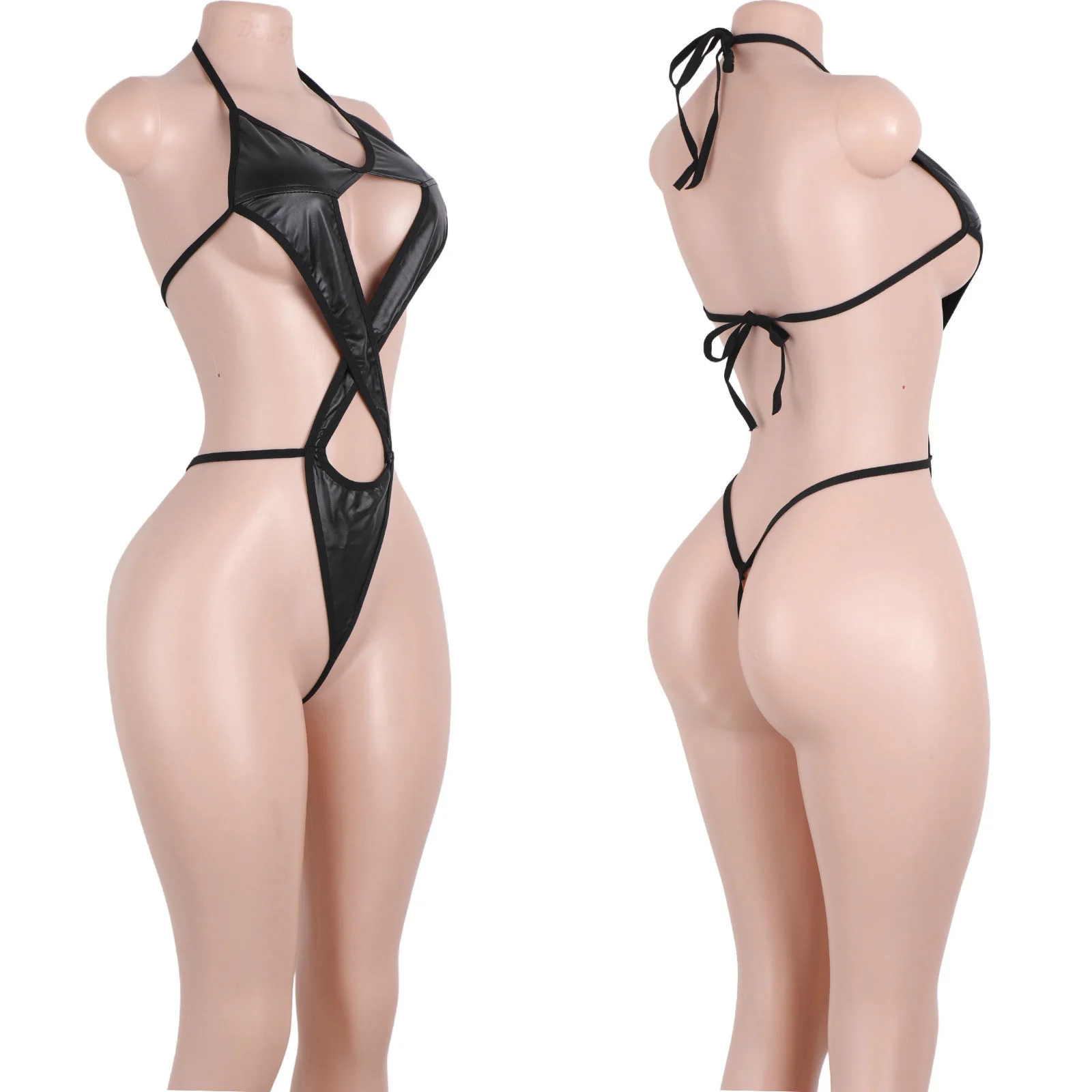 Exotic Thong Bikini Dancewear for Women with Mesh Inserts Adjustable Straps Sexy Lingerie Bodysuit for Stripper Bottle Girl