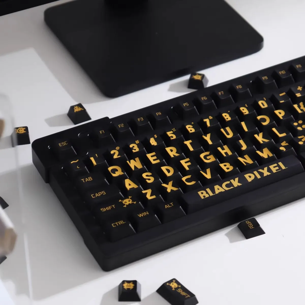 letras pretas e douradas keycaps pbt dye subbed perfil de cereja keycap com 225u 275u 3u 7u enter iso 130 chaves 01