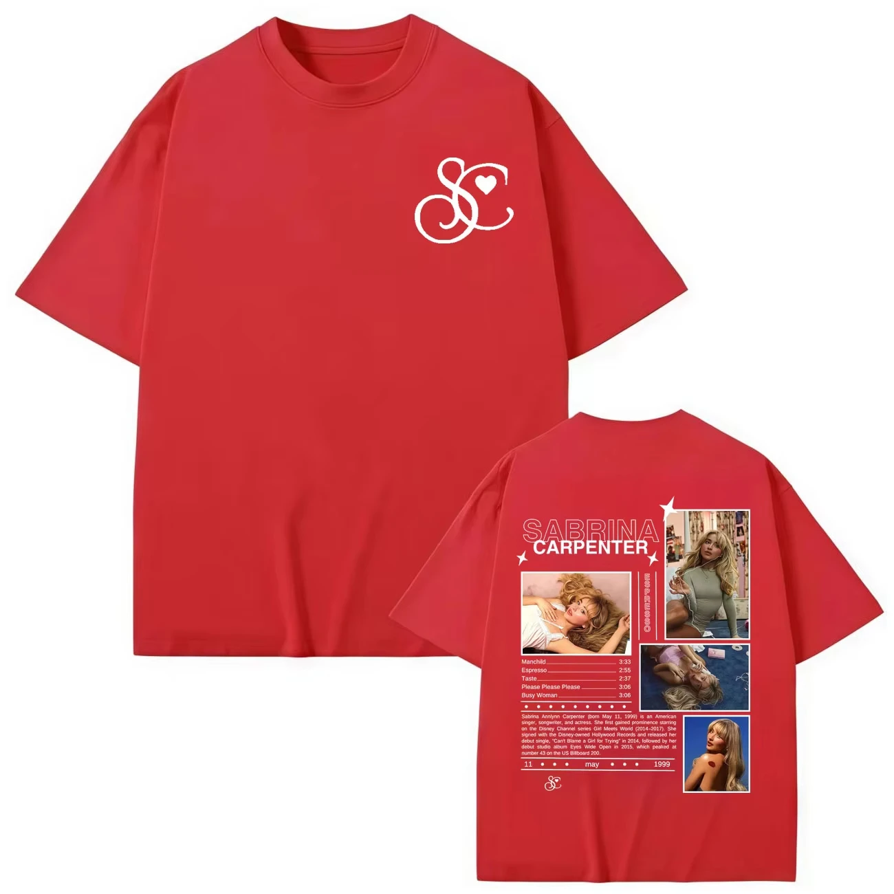 تي شيرت سابرينا كاربنتر قصير N' Sweet Tour 2025 Merch تي شيرت للرجال والنساء ملابس عصرية Harajuku Street تي شيرت كبير الحجم