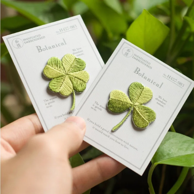 2 PCS Delicate Embroidered Patches - Shamrock Clover- Iron on Sew on Appliques DIY Accessories for Clothes Bags Hats Shoes Decor