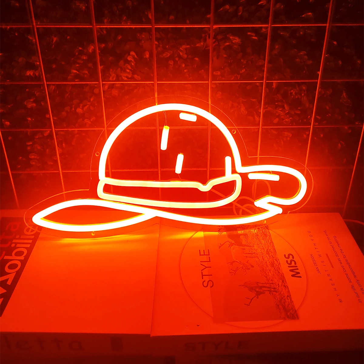 Cap Neon Lights, Cap Neon Sign Create Shop, PRLogo Name Lamp, Convient pour la décoration de la salle de Rhdu magasin, Boutique de cadeaux