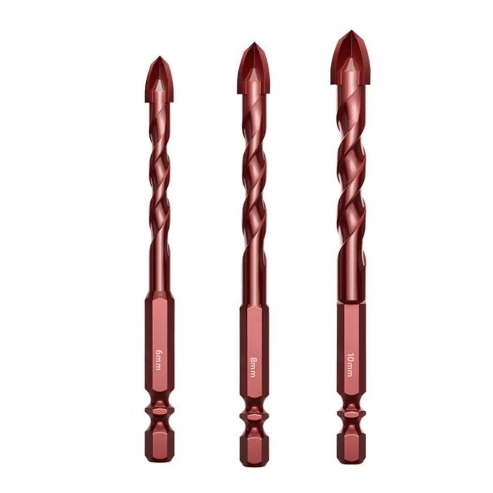 

3pcs Cross Hex Tile Drill Bits Set 1/4inch Hex Shank Drill Bit For Wood Metal Concrete Tile Drilling Woodworking Tool 6/8/10mm