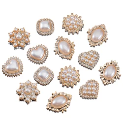 20pcs fashion imitation pearl flower disc drill Multi-style acrylic rhinestone patches for diy bow headdress costume brooch acce
