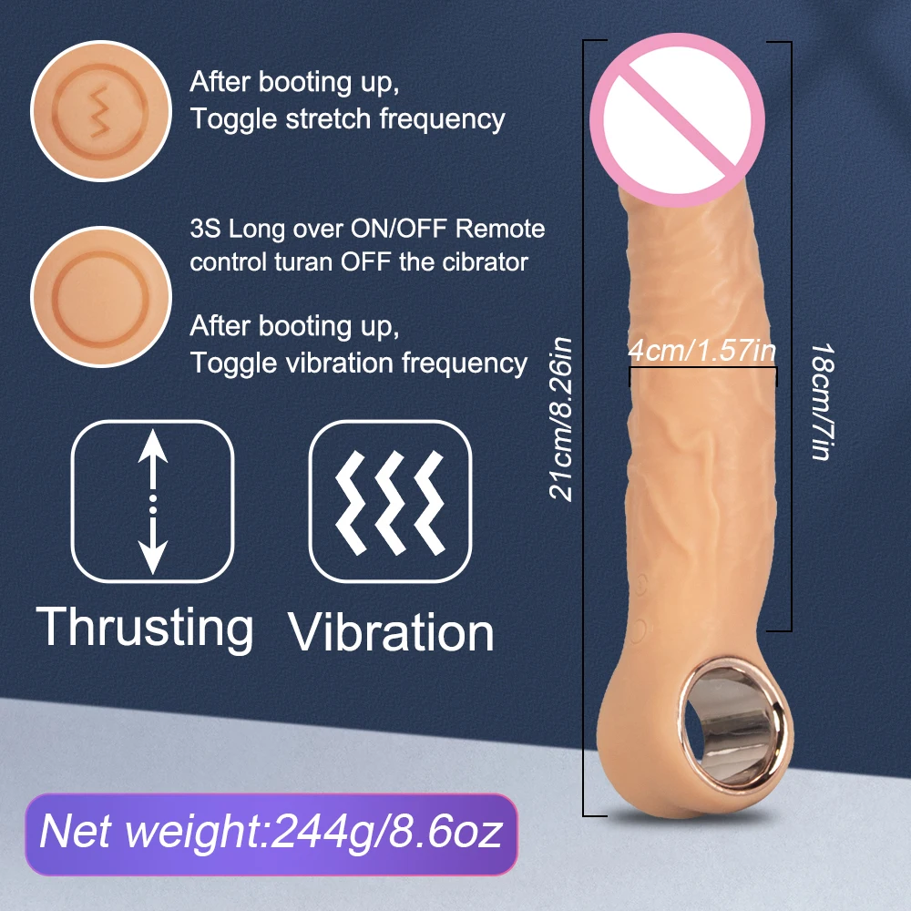 Telescopic Vibrator for Women Female Vagina Anal Stimulator Thrusting Realistic Big Penis Dildo Vibrators Masturbation Sex Toys