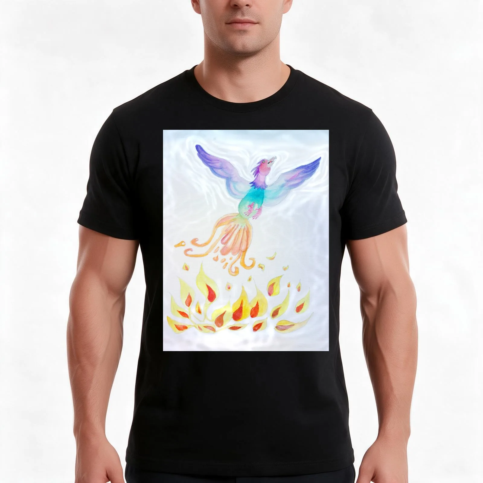 rising phoenix T-Shirt, Summer Casual Cotton Tee, Oversized Streetwear Tops, Vintage Graphic Print, Loose Fit Short Sleeve