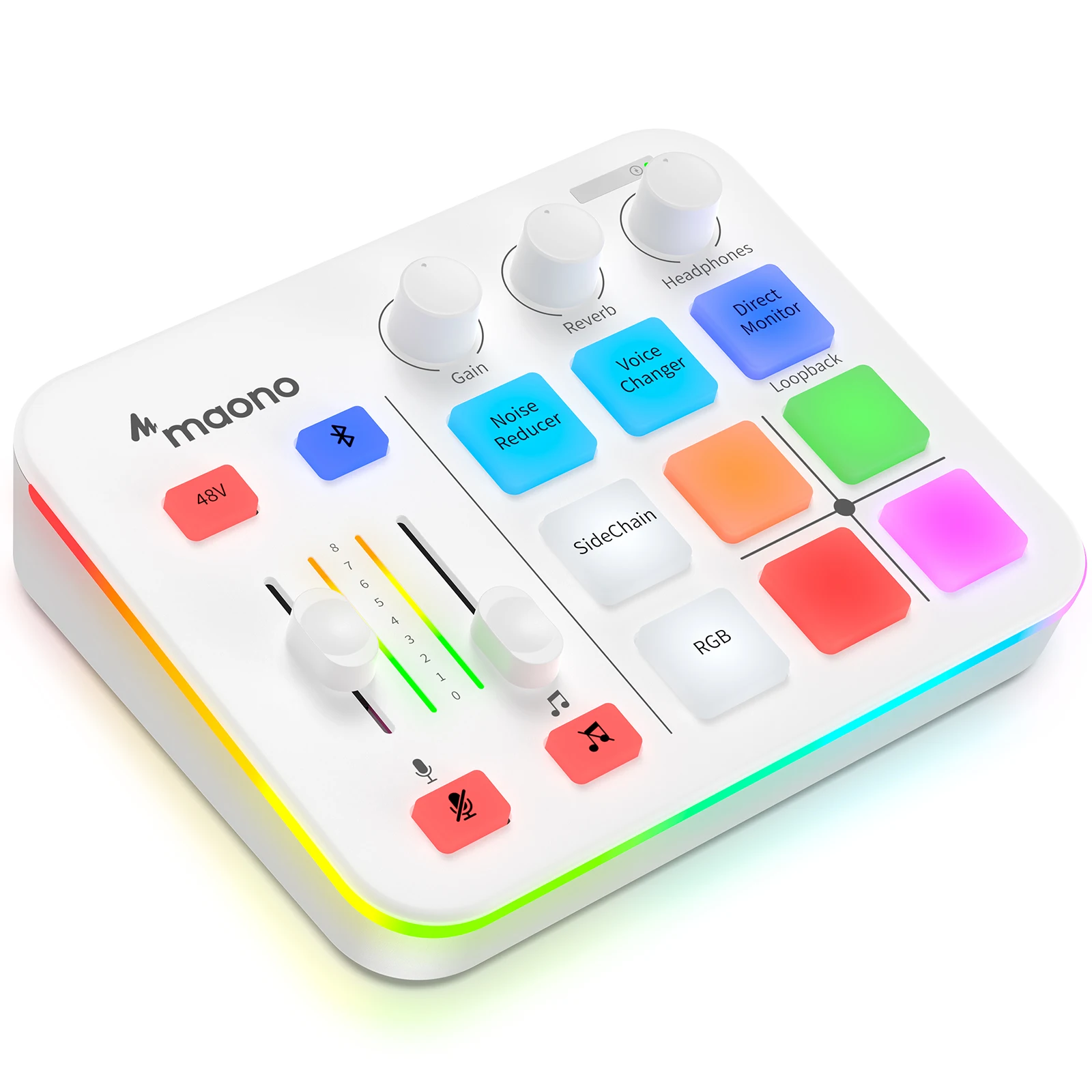 MAONO G1 NEO Gaming Audio Mixer,Streaming 4-Channel Custom Sound Effects RGB with XLR Microphone Interface,for GameVoice,Podcast