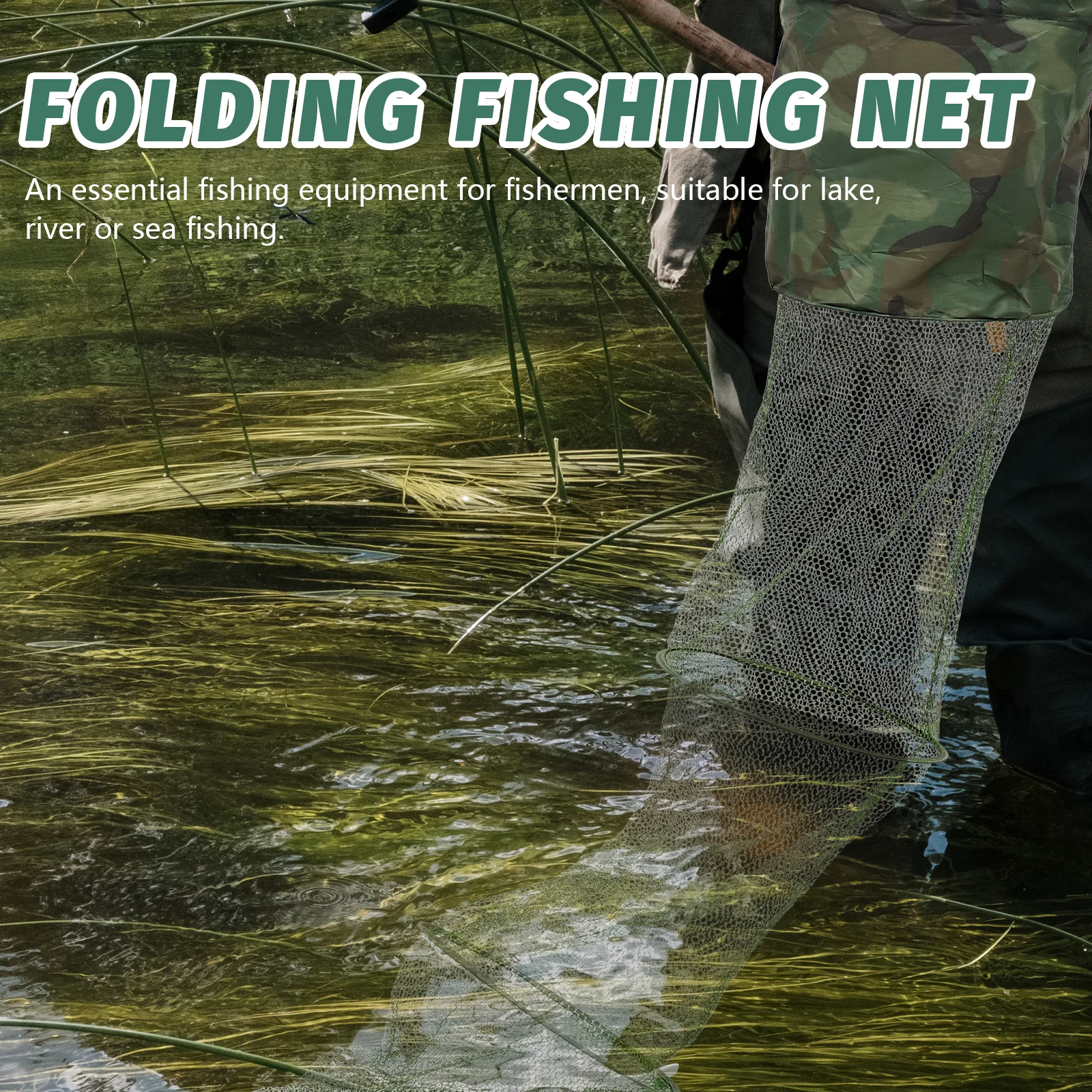 

Fishing Net Durable Nylon Material Foldable Design Large Capacity Fishing Tools Fish Guard Tuck Net String Bag
