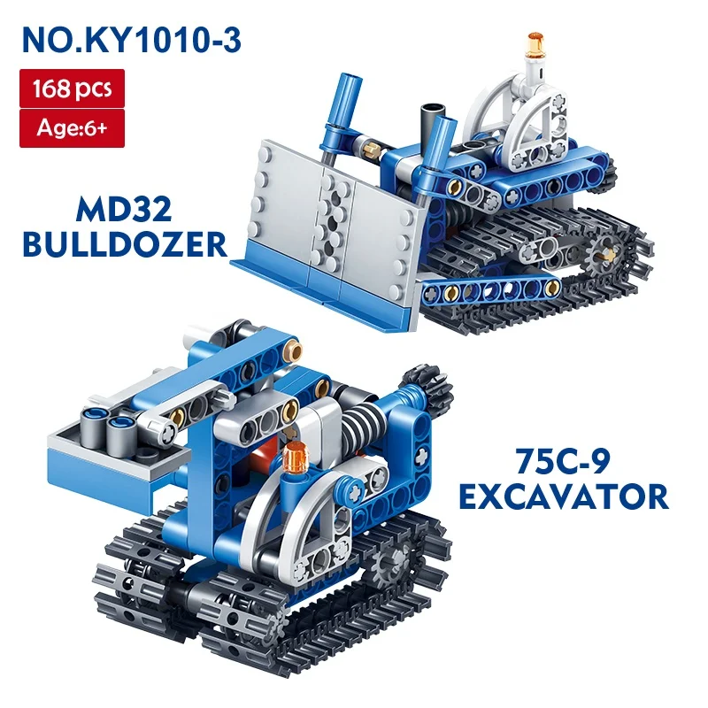 Kazi 1010 mechanische Zahnrad bausteine Engineering Bagger LKW Kinder Lernspiel zeug montiert Bausteine