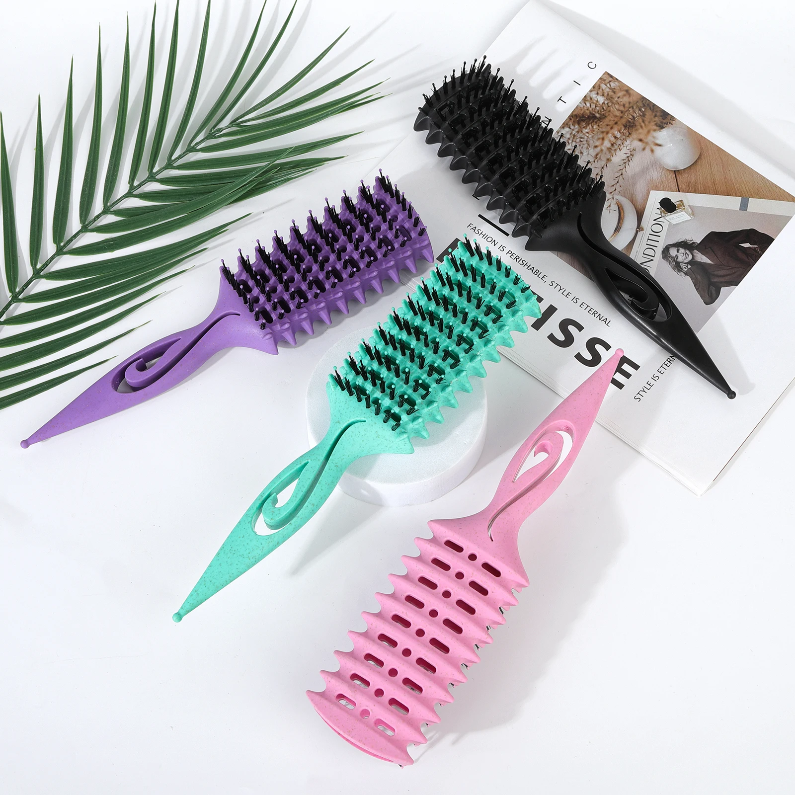 حليقة تحديد فرشاة التصميم الجوف خارج وفك تشابك فرشاة شعر متشابكة الرطب مجعد الشعر مشط تشكيل تجعيد الشعر أدوات الحلاق تصفيف الشعر