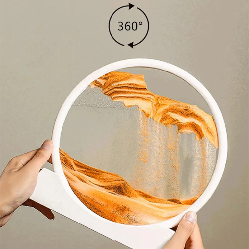 12 Inch 3D Moving Sand Art Picture Round Glass Ocean Sandscape Hourglass Quicksand Craft Flowing Sand Painting Home Decor - view 4