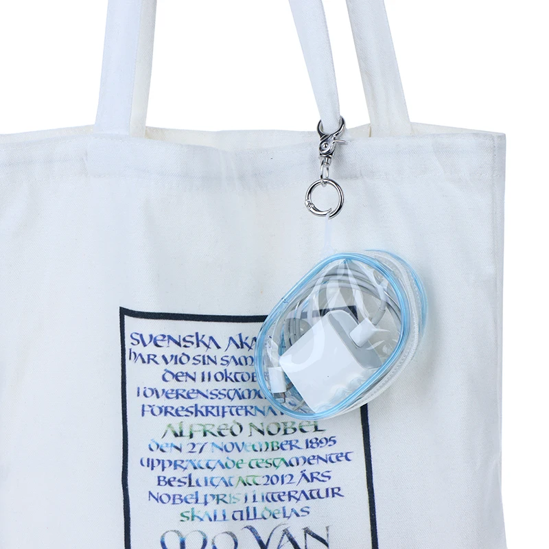 Bolsas de cosméticos transparentes cuadradas/redondas de PVC negro, organizador de joyas, Cable de datos portátil, auriculares, cargador de monedas, bolsas de almacenamiento, nuevo