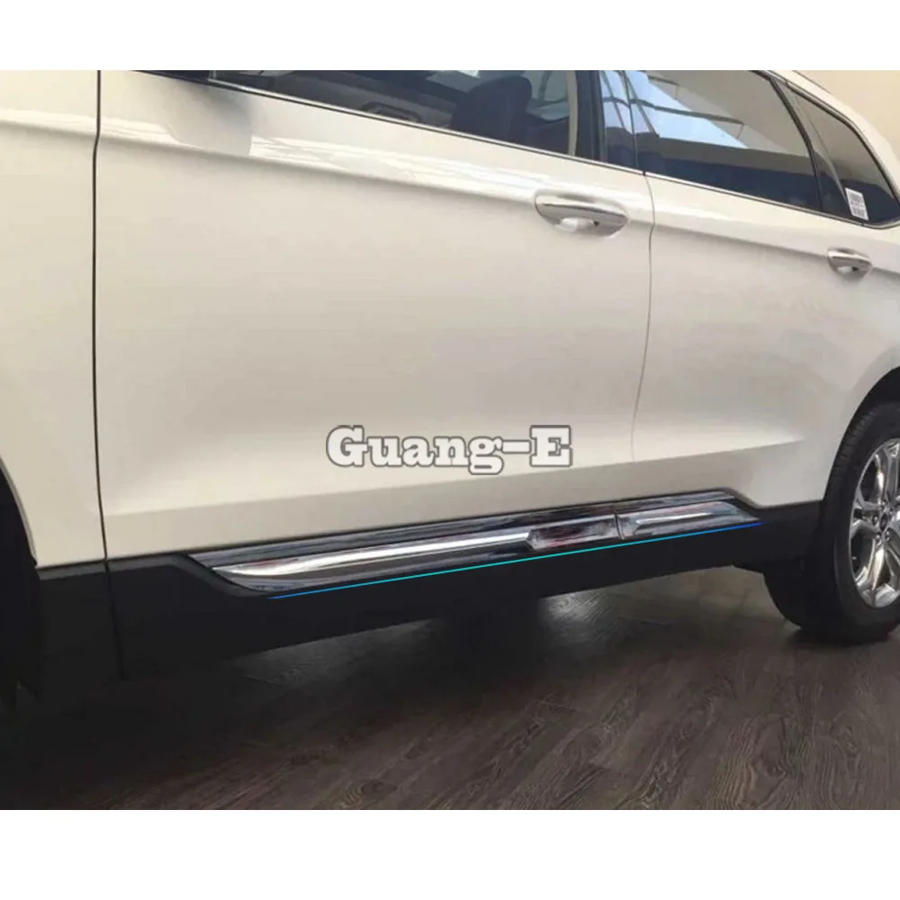 For Ford Edge 2015 2016 2017 2018 2019 Car Styling Side Door Body Trim Strip Molding Stream Lamp Panel Bumper Hoods Frame 4PCs