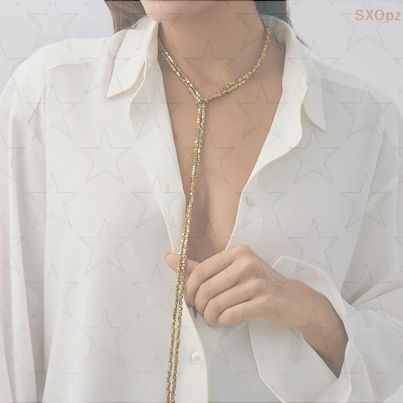 2025 New Creative Hip-hop Irregular CCB Long Necklace For Women Trendy Y-shaped Pendant Necklace Jewelry Accessories Gift